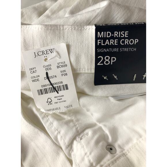 J. Crew Factory Mid Rise Flare Crop Signature Stretch Denim White NWT 28P - Picture 8 of 11